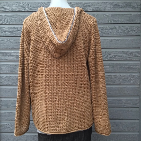 SIGRID OLSEN BOHO WAFFLE CARDIGAN W/ HOOD, SMALL - Picture 3 of 9